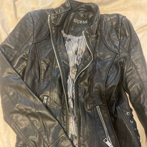 Guess black leather jacket - S